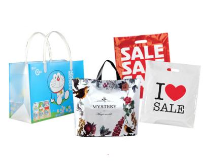 China custom biodegradable PVC plastic carrier bags shopping printing with handle rope for sale