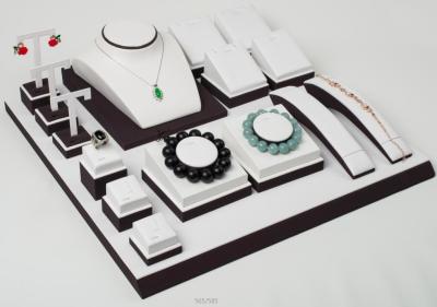 China White Leather Jewelry Showcase Display Sets Different Size For Jewelry Display for sale