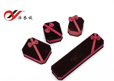 China Classic Style Velvet Jewelry Box Plum Square Ribbon Flower Jewelry Box for sale