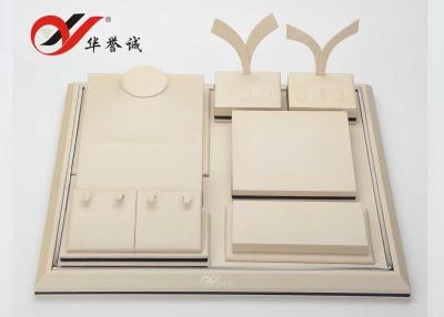 China Beige PU Leather Jewellery Props Display , Simple Design Jewelry Display Sets for sale