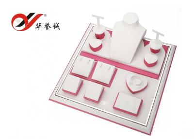 China Free Sample Jewellry Display Stands , Pink PU Leather Display Cases For Jewelry for sale