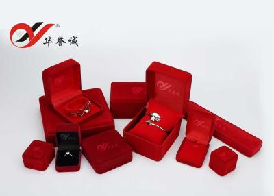 China Logo Printed Velvet Jewelry Box Red Finger Ring Box For Jewelry Package for sale