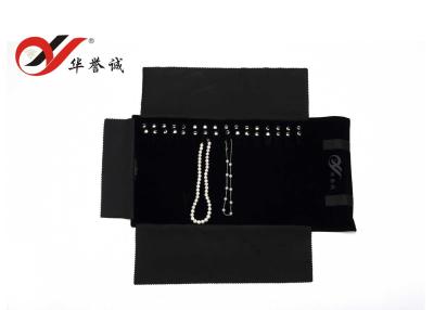 China 16 Hooks Black Velvet Travel Jewellery Roll Color Custom For Necklace collection for sale