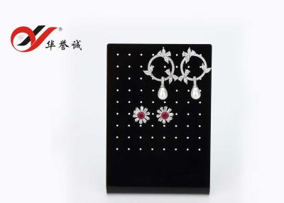 China Black L Shape Acrylic Jewelry Display Stand 72 Holes For Earring Display for sale