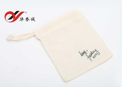 China Personalized Cotton Jewelry Pouches , Custom Printed Small Cotton Drawstring Bags for sale