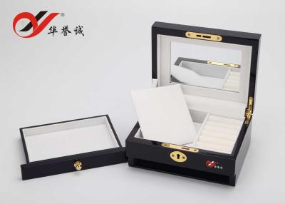 China Beautiful Color Handmade Wooden Jewelry Box With Drawers / Lock Color Customized for sale