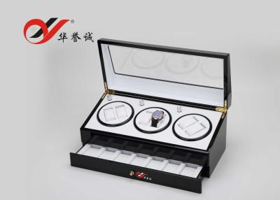 China Modern Style 3 Watch Packaging Box Luxury Lacquer Wood Material With Drawer for sale