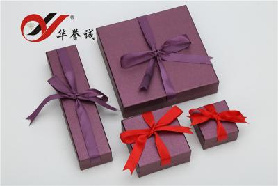 China Purple Special Paper Gift Box With Bowknot , Jewelry Gift Boxes For Necklaces for sale