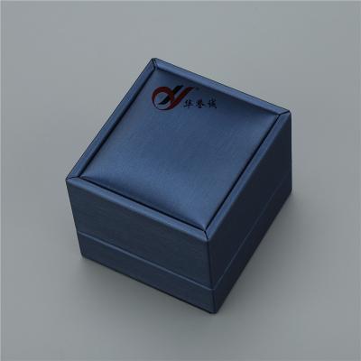 China Clamshell Blue PU Leather Jewellery Box For Ring ,  Finger Ring Pu Leather Box for sale