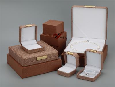 China Brown Pu Leather Jewellery Box 5 Pcs / Set ,  Every Jewelry Box With Outer  Box for sale