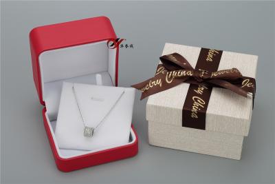 China Sweet Red PU Leather Women'S Jewelry Box With Bowknot Flower Cardboard Outer Box for sale