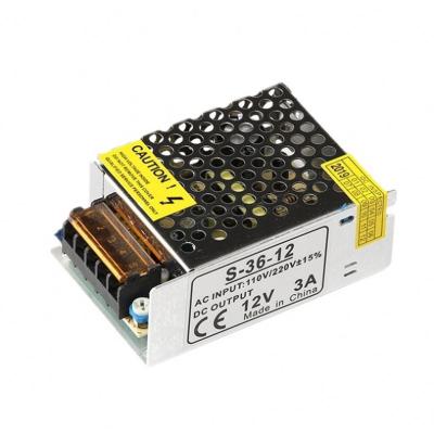 China IP20 110v/220v AC To DC 12v 36w Transformers Switching Power Supply 24v 3a 12v-3A for sale