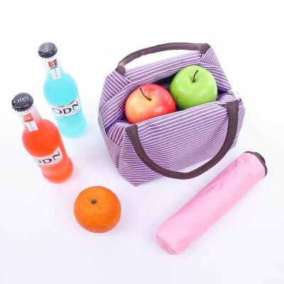 China Waterproof Durable Insulated Cooler Tote Bag Lunch Cooler Tote Bag With Different Color Stripe Printing for sale