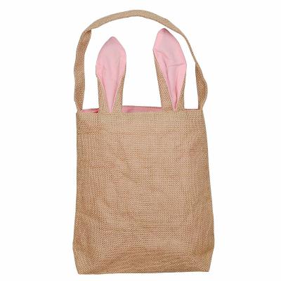 China Reusable Grocery Bag Easter Bunny Bags Dual Layer Jute Tote Party Lightweight Gift Bag for sale