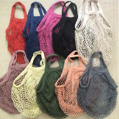 China Handled Mesh Grocery Bag Mesh Woven Reusable Shopping Bag Cotton Twine Net Shopping Bag for sale