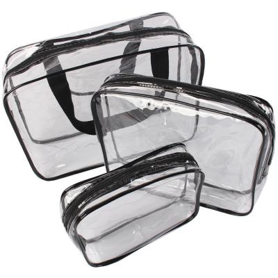 China Fashion ; swapped; Custom Logo Convenient Clear Portable Cosmetic Transparent Waterproof Travel Bag PVC Cosmetic Bag for sale