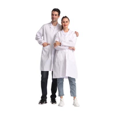 China Polyester Professional White Cotton Workwear Coat Hospital Uniform Lab Coat Thick Sleeve Coat Long for sale