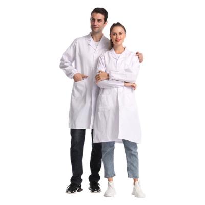 China Hospital uniform men's and women's lab coat polyester-cotton thick long-sleeved coat professional material unisex clothing for sale