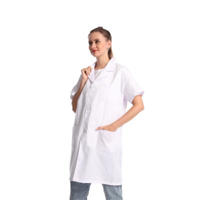 China Factory direct sales hospital wear comfortable and breathable white polyester lab coat OEM uniform for sale