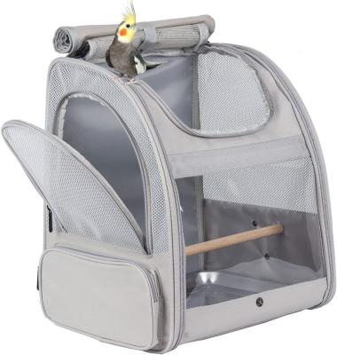 China Stocked Top quality Bird Carrier Backpack with Wooden Stand Perch Bird Travel Carrier Backpack for sale