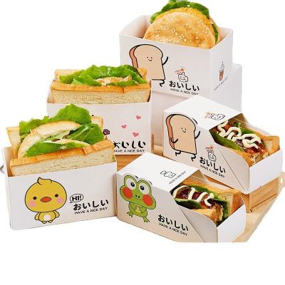 China Cartoon Design Food Paper Drawer Packaging Box Recyclable Sandwich Hamburger Packaging Box for sale