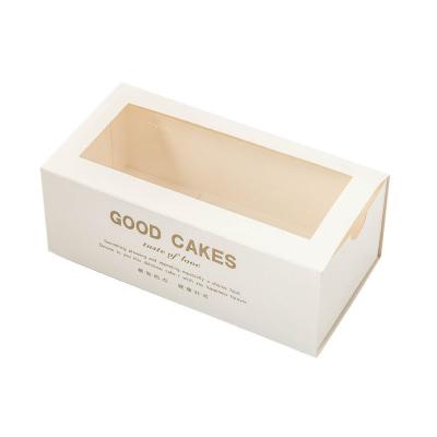 China Recyclable Wholesale Custom Food Paper Food Window Box Towel Roll Cake Box for sale