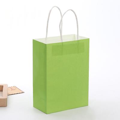 China Custom Recycled Materials Wholesale A Variety Of Color Green Gram Recycling With Rope Kraft Paper Bags for sale