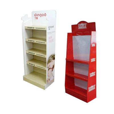 China Biodegradable + Recycled Custom Vertical Display Paper Rack Retail Store Beverage Promotion Three Tier Activities for sale