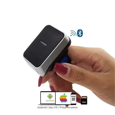 China ABS+PC Barcode Reader Smart Android Wireless Small 1D Ring 2D Mini Finger Barcode Scanner USB for sale