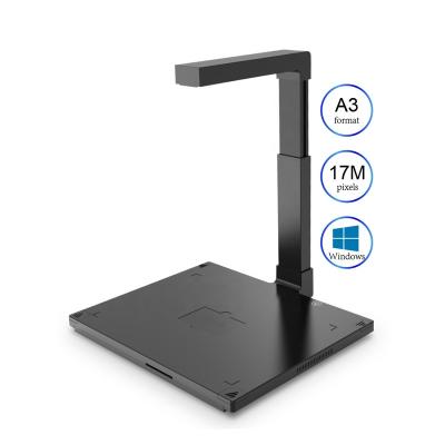 China High Quality 17MP Metal Flatten Book ID Scanner A3 Format Bank USB OCR Computer Desktop Document Scanner for sale