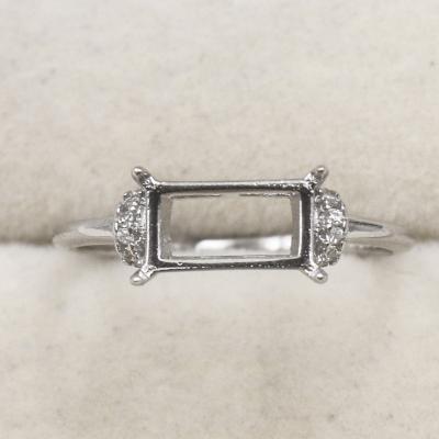 China CLASSIC S925 Square Ring Blank 5*9 Hole Base Setting With Zircons Sterling Silver Claws And Mount Holder For Inlay for sale