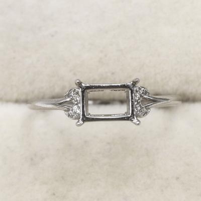 China CLASSIC S925 Square Ring White 5*7 Hole Base Setting With Zircons Sterling Silver Claws And Mount Holder For Inlay for sale