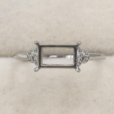 China CLASSIC S925 Square Ring Blank 5*8 Hole Base Setting With Zircons Sterling Silver Claws And Mount Holder For Inlay for sale