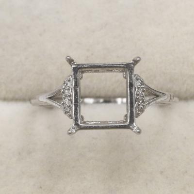 China CLASSIC S925 Square Ring Blank 8*9 Hole Base Setting With Zircons Sterling Silver Claws And Mount Holder For Inlay for sale