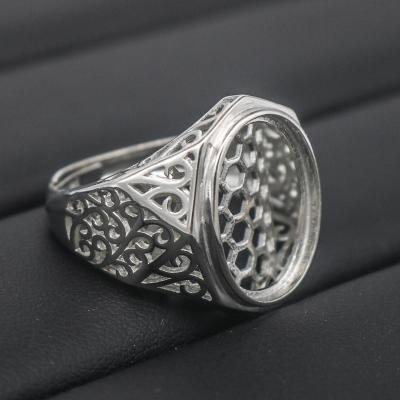 China CLASSIC S925 Man-Ring White 10*14/13*17/14*19/15*20/16*21 Blank Hole Without Stone Backer Setting Sterling Silver Base Backing For Inlay for sale