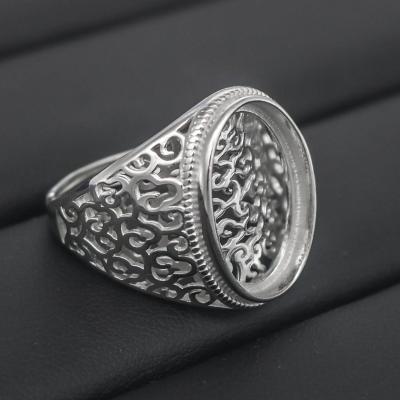 China CLASSIC Man-Ring S925 White 13*18/14*17/18*23/18*25 Blank Hole Without Stone Backer Setting Sterling Silver Base Backing For Inlay for sale