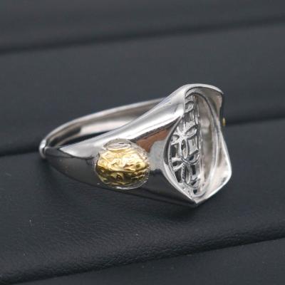 China CLASSIC Man-ring S925 Blank 13*15/16*21 Blank Hole Without Stone Backer Setting Sterling Silver Base Backing For Inlay for sale