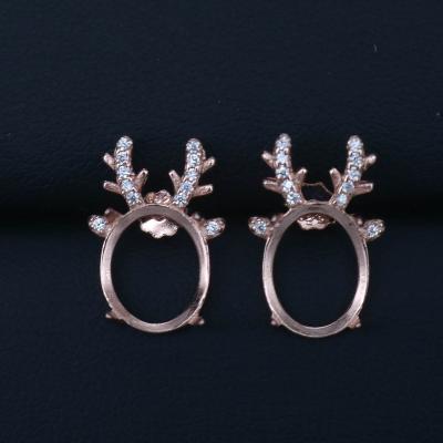 China CLASSIC S925 Earring White 9*11 Empty Hole With Zircons S925 Prongs And Backing Setting Sterling Earring Base Backing For Inlay for sale