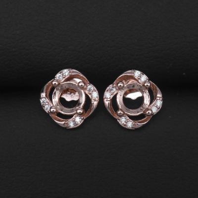 China CLASSIC S925 Earring Blank 5*5 Blank Hole With Prongs And Zircons Back Setting Sterling Silver Base Backing For Inlay for sale