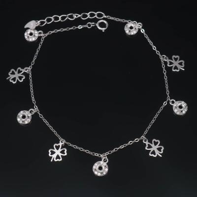 China CLASSIC S925 Anklets White 3*3 Blank Hole With Claws And Zircons Back Set Sterling Silver Base Bracket For Inlay for sale