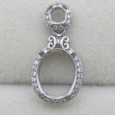 China S925 4*4-9*11 Hole CLASSIC Vacuum Pendant With Claws And Zircons Silver Support Setting Vacuum Pendant Base Holder For Inlay for sale