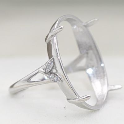 China CLASSIC S925 Backing Ring Blank 18*24 Blank Hole With Claws And Zircons Sterling Silver Setting Base Ring For Inlay for sale