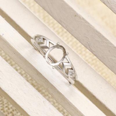 China CLASSIC S925 Ring Empty Stand 5*7 hole with four prongs and two Zircons silver wedding Ring Stand fashionable wholesale for sale