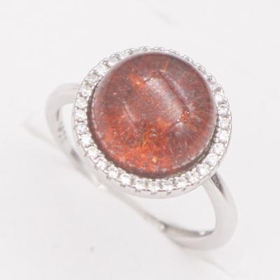 China Sterling Silver Red Phantom CLASSIC 10mm s925 natural stone ring set good quality for women gift for sale