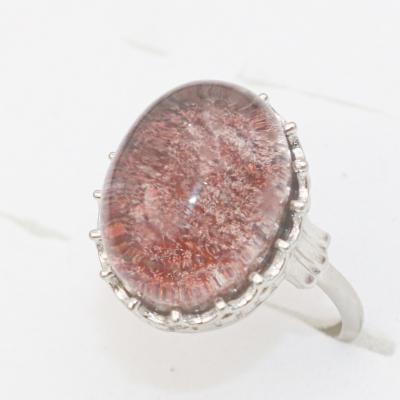 China CLASSIC s925 Sterling Silver Red Phantom 12*16 mm Natural Stone Ring Set Good Quality For Women Gift for sale