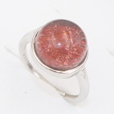 China CLASSIC s925 Sterling Silver Red Phantom 12MM Natural Stone Ring Set Good Quality For Women Gift for sale