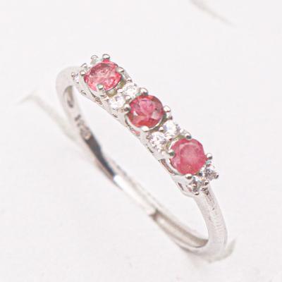 China Sterling Silver Tourmaline 3MM CLASSIC Stone Ring *3 s925 Set Good Quality For Women Gift for sale