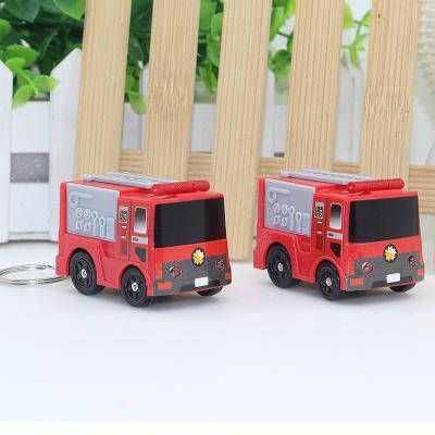 China Daily Life Red Fire Truck LED Light Sounding Luminous Car Bag Key Chain Ornaments for sale