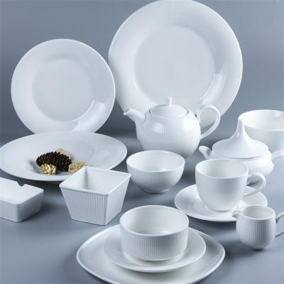 China Sustainable Line Series Hotel White Ceramic Rain Dish Set Porcelain Dinnerware, Dinnerware Set, Porcelain Dinner Set for sale