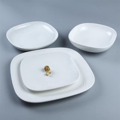 China Viable Modern JQY Hotel Porcelain Wholesale Square Round Dinnerware Set Ceramic Dinnerware Set for sale